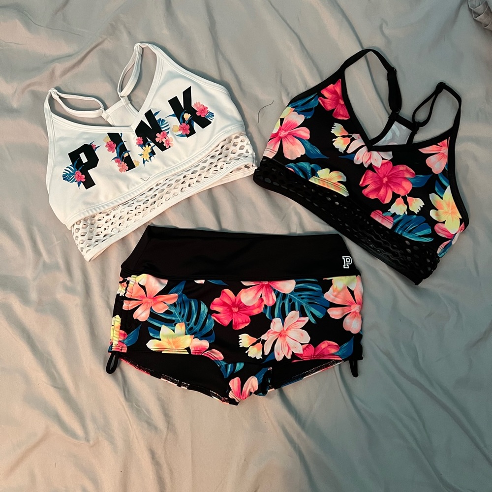 Victoria Secret PINK ultimate gym to swim floral set